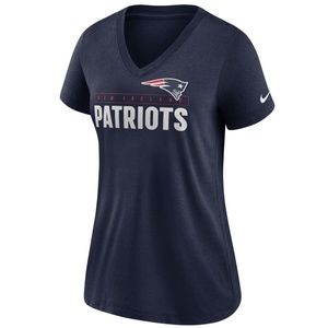 NIKE, NFL TEAM APPAREL New England Patriots, V-Neck, Navy Blue Tee, Women Large